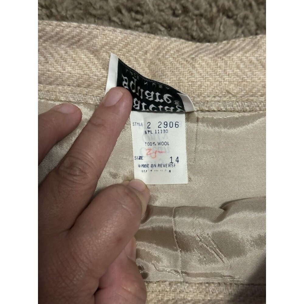 BARCLAY SQUARE VTG Houndstooth Wool Skirt Academia Preppy Career Pockets 14 - Picture 4 of 10